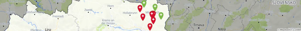 Kartenansicht für Apotheken-Notdienste in der Nähe von Asparn an der Zaya (Mistelbach, Niederösterreich)